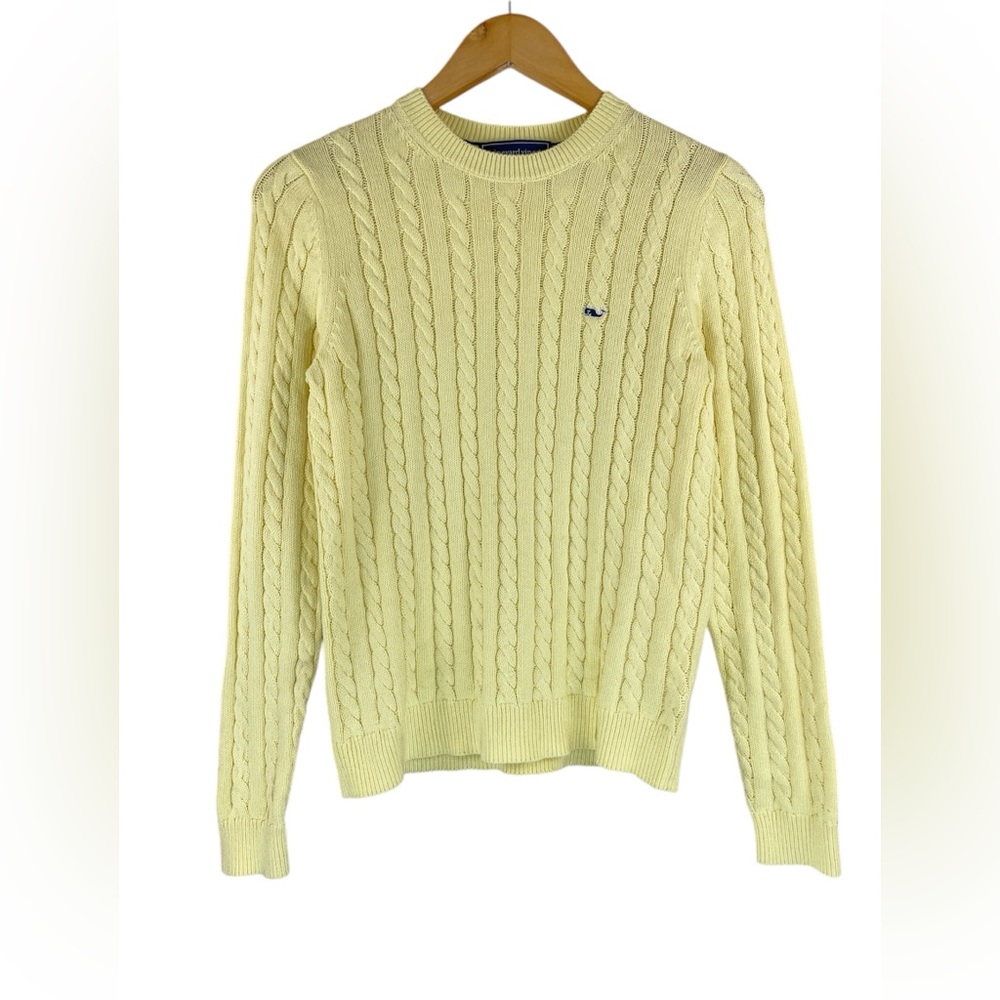 Vineyard Vines Light Yellow Cable Crewneck Sweater